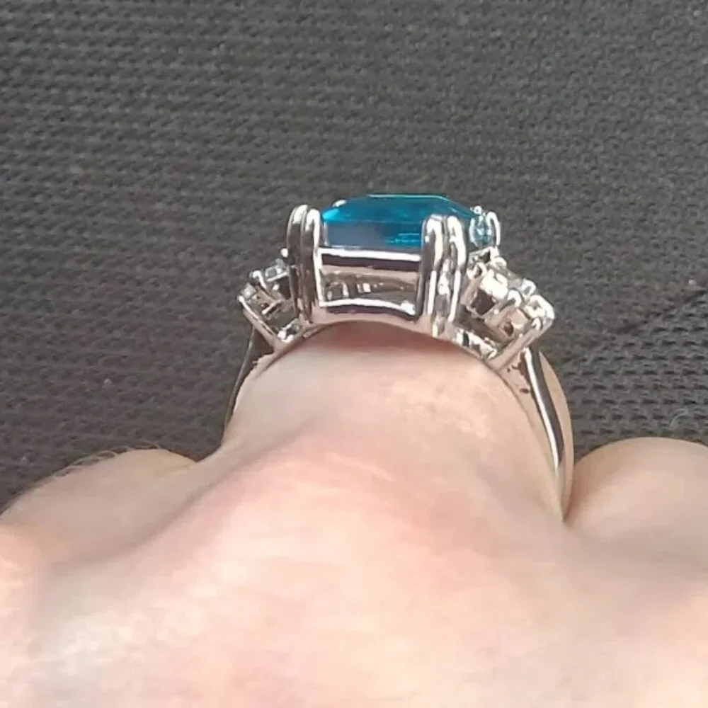 NWOT - Moissanite Aquamarine Gorgeous Rings for Women - Size 9 1/2 - Picture 7 of 10